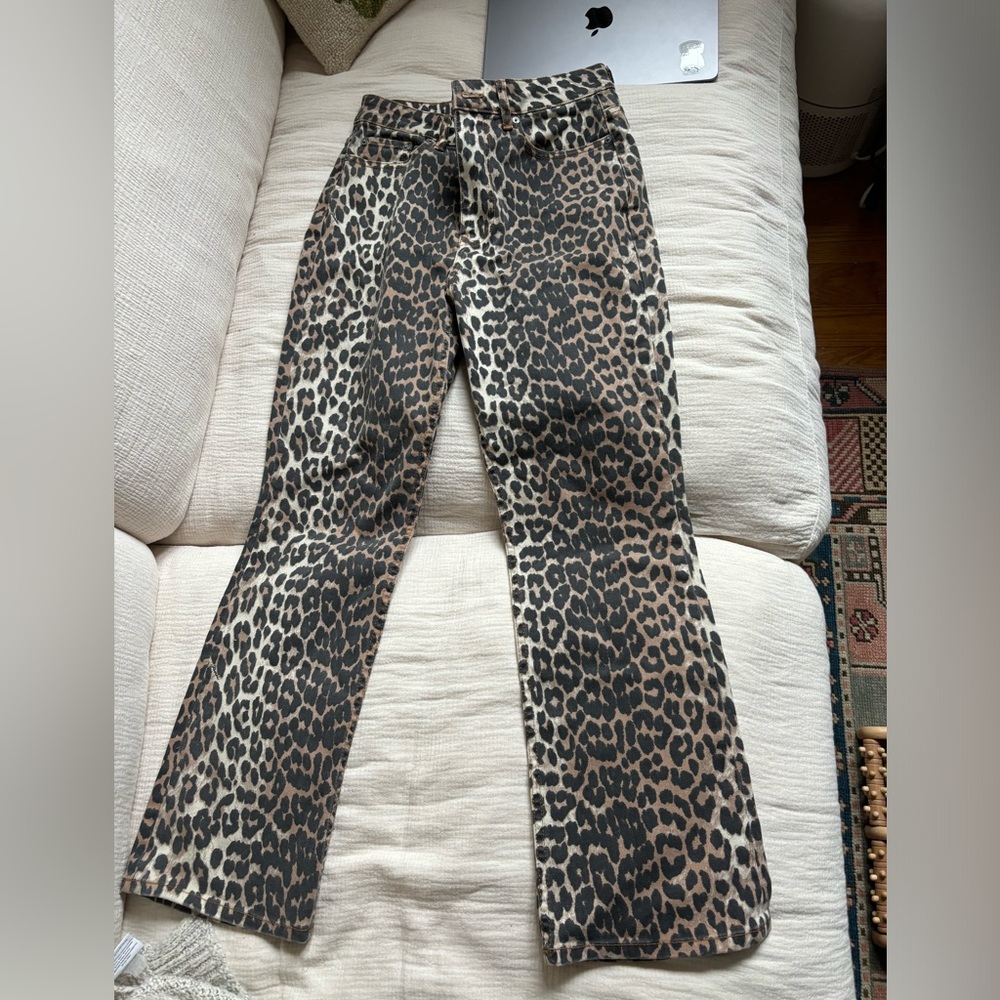 Ganni LEOPARD BETZY CROPPED JEANS
